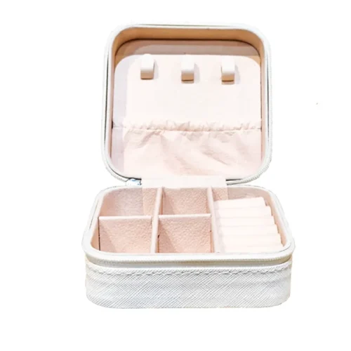 جعبه زیورآلات مربعی رنگ سفید