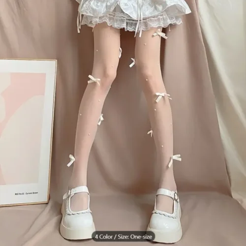 جوراب شلواری مرواریدی و پاپیونی