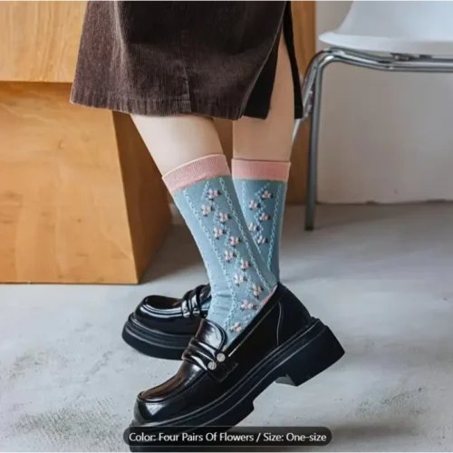 جوراب ساق بلند طرح دار