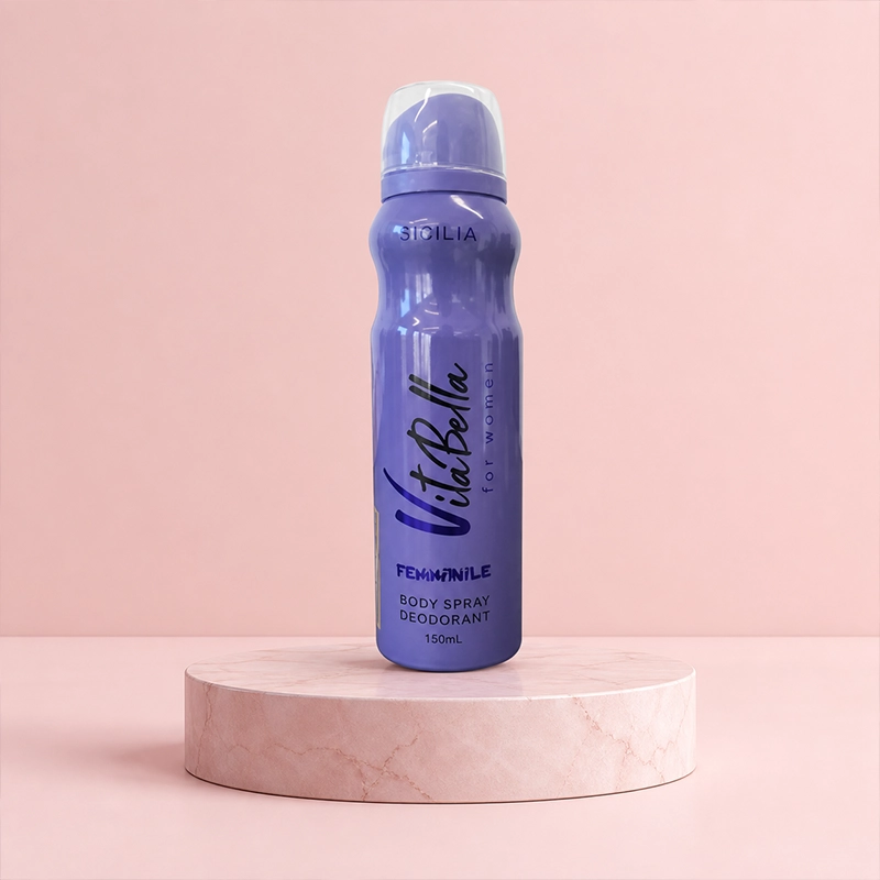 VitaBella Sicilia Purple Body Spray Deodorant for Women on Silk Fabric