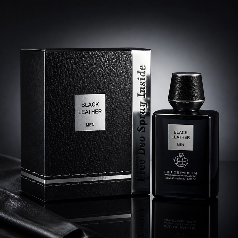 شیشه و جعبه ادکلن Black Leather Men ادو پرفیوم 100 میل