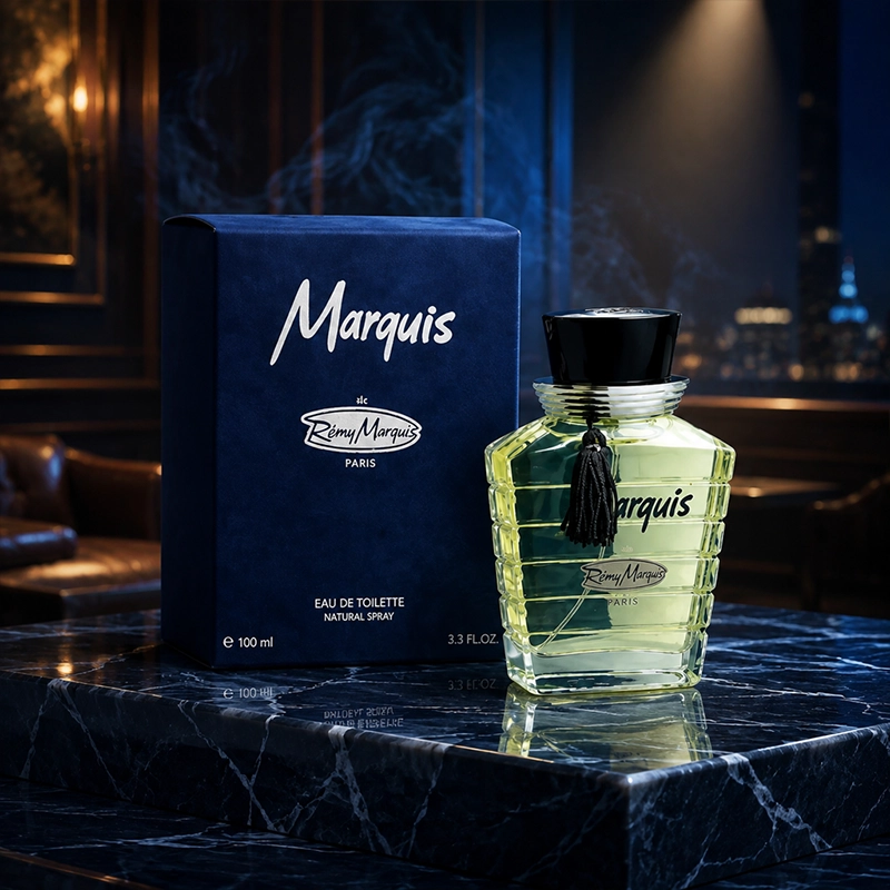 عطر ادکلن رمی مارکیس Marquis 100 میل مردانه با جعبه سرمه‌ای و بطری کلاسیک