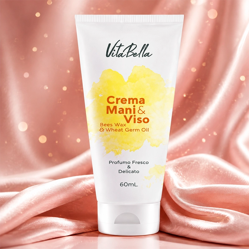 VitaBella Crema Mani and Viso Beeswax and Wheat Germ Oil on Marble Pedestal