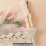 پک 3تایی جوراب فانتزی طرح گل شیشه ای نیم ساق - تصویر 2